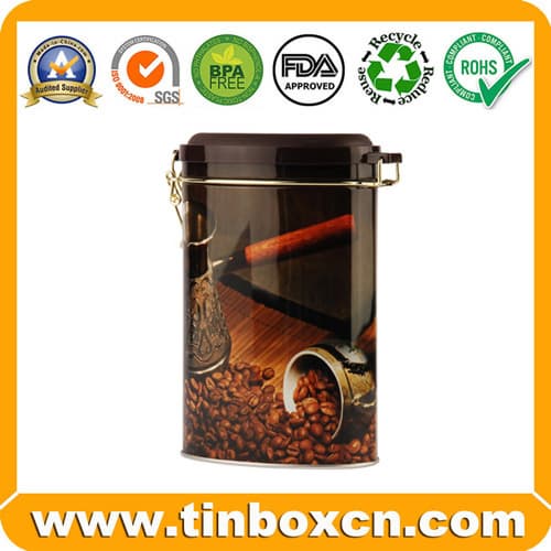 Metal Rectangular Coffee Tin Box with Airtight Lid for Food